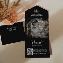 Foto de Casamento Preto | Código QR Monograma