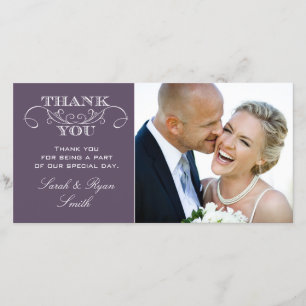 Foto de Casamento Púrpura Chic - Obrigado Cartões