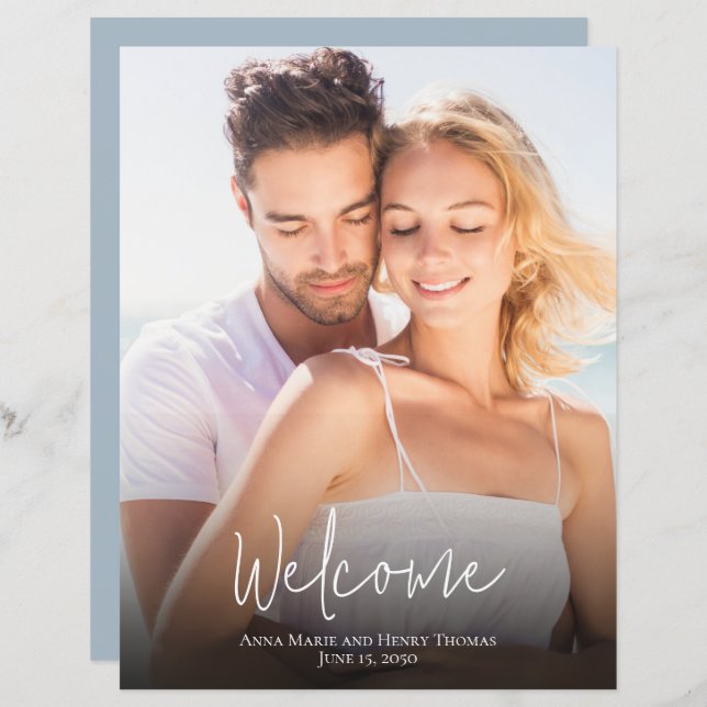 Foto de Casamento Simples Moderno Dusty Caligrafia (Frente/Verso)