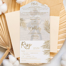 Foto de casamento tropical de palmeira de ouro-chi