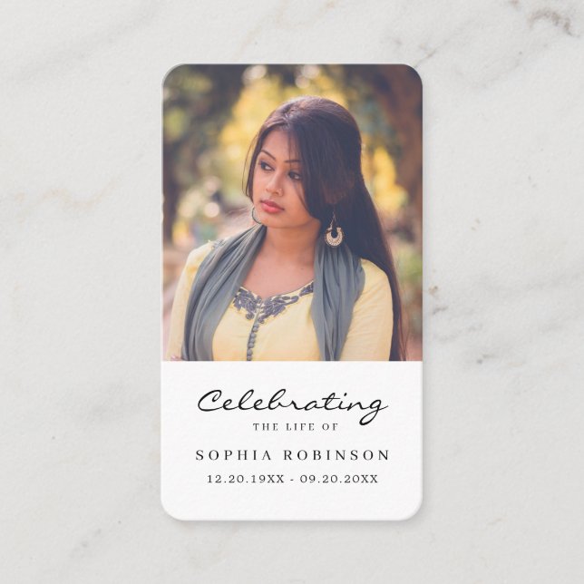 Foto de Celebração do Cartão de Oração Funeral da  (Frente)