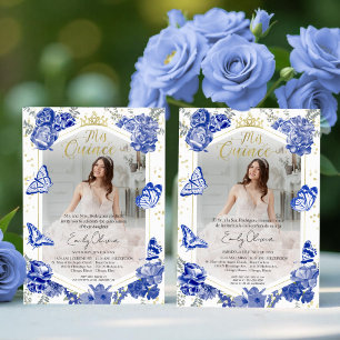Foto de convite da Mis Quince Real Azul Bilíngue