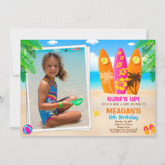 Foto de convite de aniversário para surfar na fest