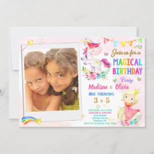 Foto de convite de aniversário para Unicorn e Pri