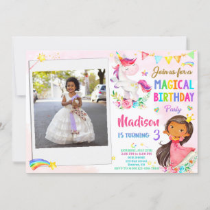 Foto de convite de aniversário para Unicorn e Prin