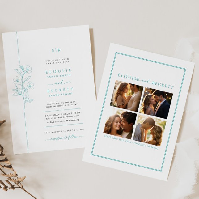 Foto de Convite Floral de Teal Mínimo (Criador carregado)