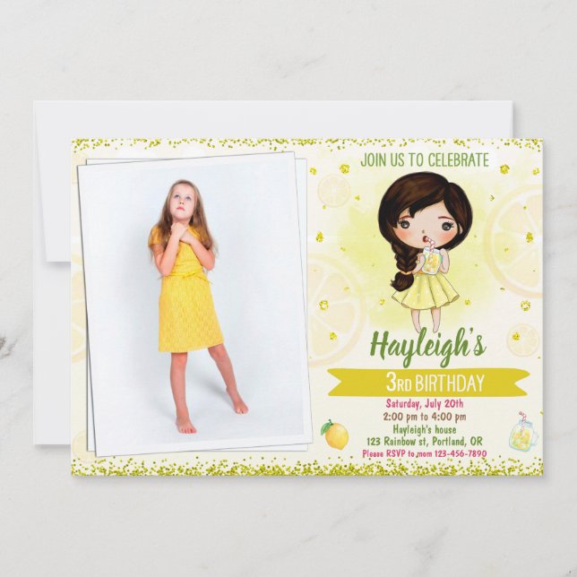 Foto de convite para Lemon Fruta de aniversário (Frente)
