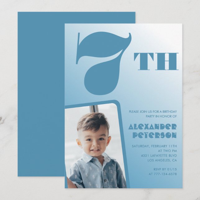 Foto de convites de 7 de Gradiente Azul (Frente/Verso)