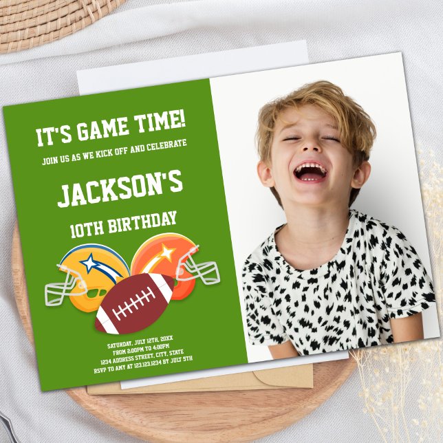 Foto de Convites de Aniversário de Futebol Laranja (Yellow Orange Football Birthday Invitations photo)