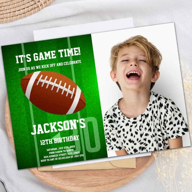 Foto de Convites de Aniversário do Green Big Ball (Green Big Ball Football Birthday Invitations photo)