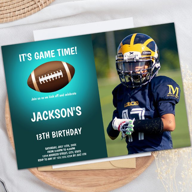Foto de Convites de Aniversário para Futebol Verde (Green Light Football Birthday Invitations photo)