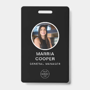 Foto de Crachá de Identificação Minimalista Preto