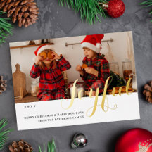 Foto de Família Alegre de Natal com Letra Moderna