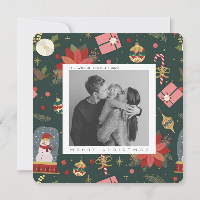 Foto de família de Natal fofa cartão postal de nat (Frente)