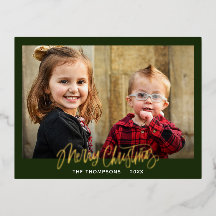 Foto de Família Feliz Natal Script Dourado