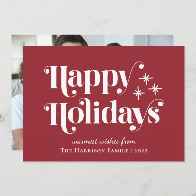 Foto de Feriados Felizes Vermelho (Frente/Verso)