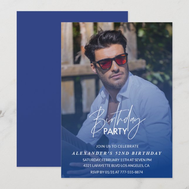 Foto de Festa de aniversário de convite para 52 an (Frente/Verso)