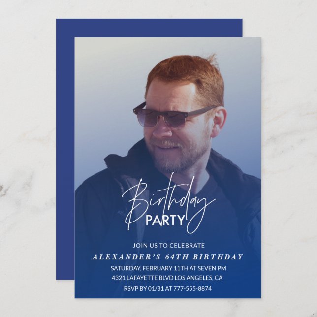 Foto de Festa de aniversário de convite para 64 an (Frente/Verso)