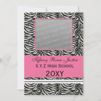 foto de formatura rosa-zebra chic convite