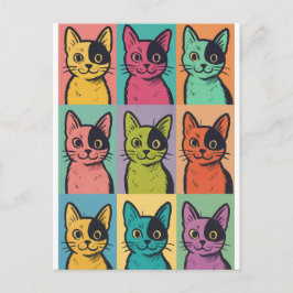 Foto de gato Pop Art Cartão postal moderno e retrô