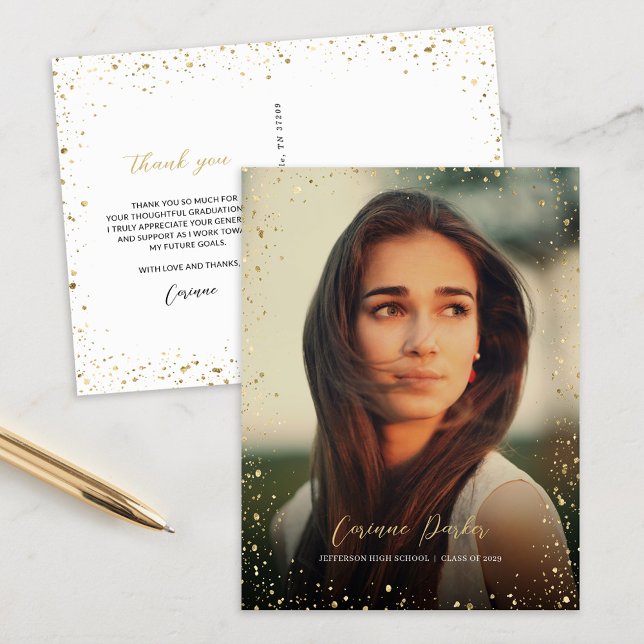 Foto de Graduação de Glitz Moderna Obrigado Cartão (Criador carregado)