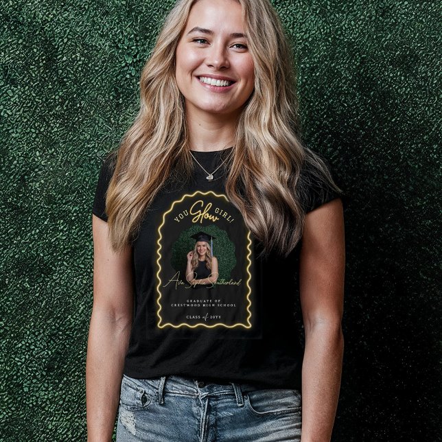 Foto De Graduação De Néon Amarelo De Voz Brilhante (You Glow Girl Wavy Yellow Neon Graduation Photo Tri-Blend Shirt)