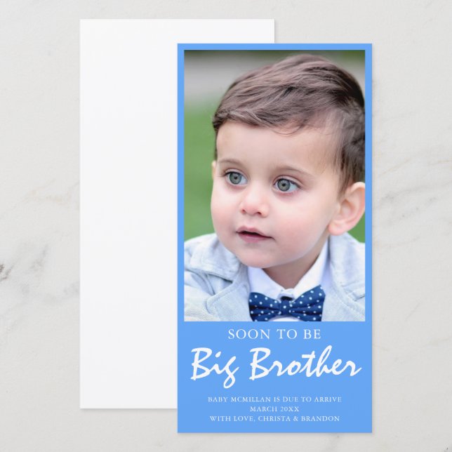Foto de Gravidez Grande Irmão Anúncio Azul (Frente/Verso)