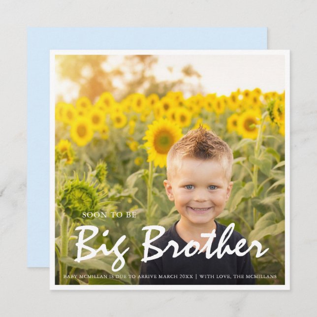 Foto de Gravidez Grande Irmão Anúncio Azul (Frente/Verso)