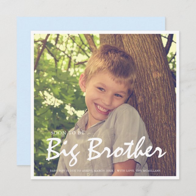 Foto de Gravidez Grande Irmão Anúncio Azul (Frente/Verso)