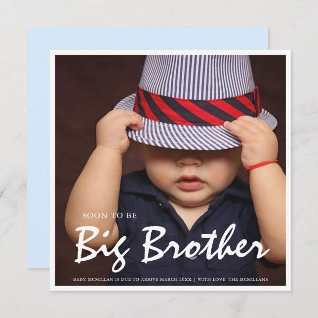 Foto de Gravidez Grande Irmão Anúncio Azul (Frente/Verso)