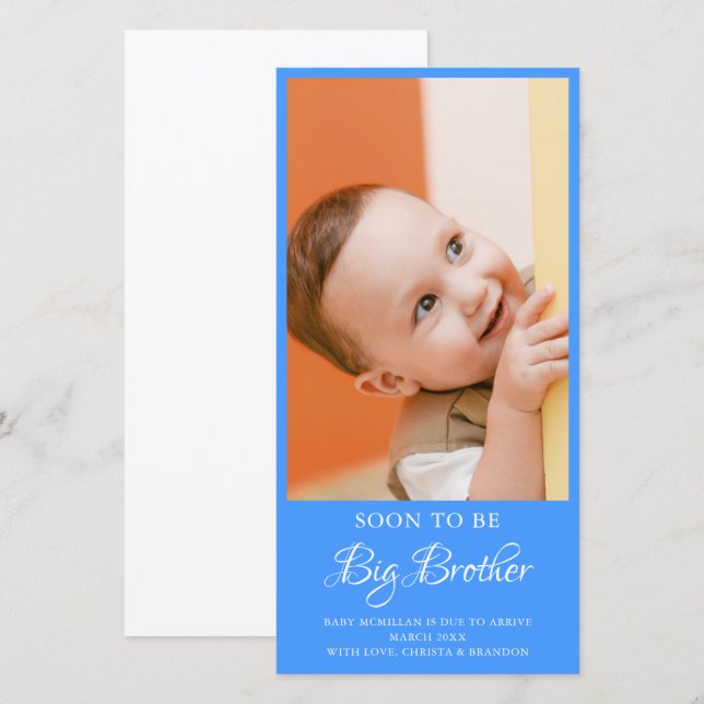 Foto de Gravidez Grande Irmão Anúncio Azul (Frente/Verso)