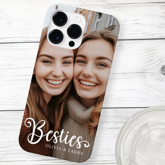 Foto de melhores amigos nomes personalizados (Besties best friends custom names photo Case-Mate iPhone case)