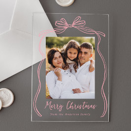 Foto de Natal com Laço Rosa Vintage e Feliz Natal