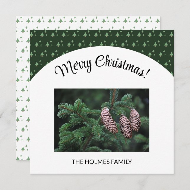 Foto de Natal com Padrão de Árvore Ilustrado (Frente/Verso)