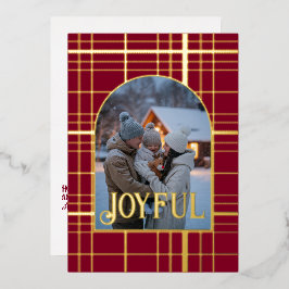 Foto de Natal de Gingham, Dourada e Burgundy