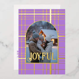 Foto de Natal de Gingham, lavanda e Dourada