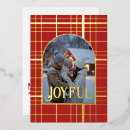 Foto de Natal de Gingham Vermelho e Dourado