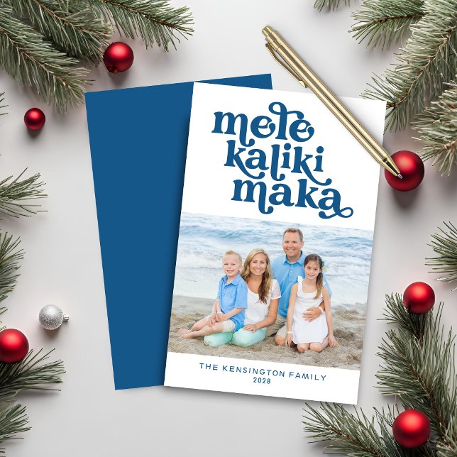 Foto de Natal do Retro de Orçamento Mele Kalikimak (Budget Retro Mele Kalikimaka Christmas Photo Card)