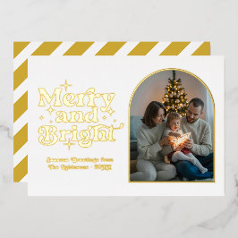 Foto de Natal do Retro Moderno Branco e Dourado