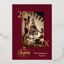 Foto de Natal em Burgundy Profundo e Dourado Elega