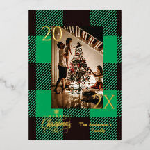 Foto de Natal em Xadrez Verde Elegante do Búfalo