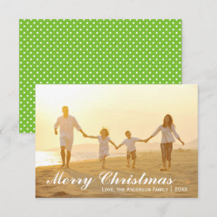Foto de Natal feliz com pontos verdes - Cartão 3x