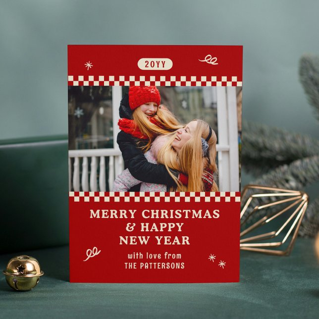 Foto de Natal Personalizada Vermelho Retro (Criador carregado)