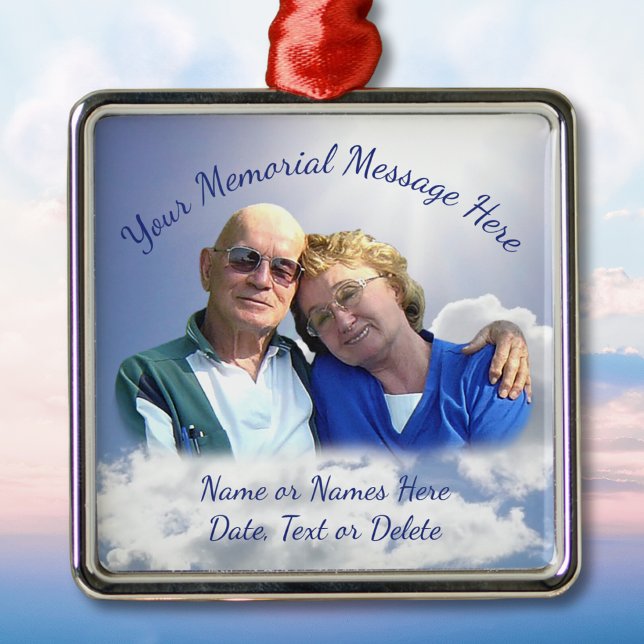 Foto de Natal Personalizado no Ornamento do Céu (Memorial Christmas Ornaments for Dad. Memorial christmas ornament with picture, of parents, mom, dad)