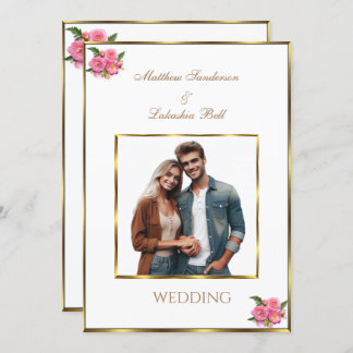 Foto de noiva Branca de Casamento Moderno Convite