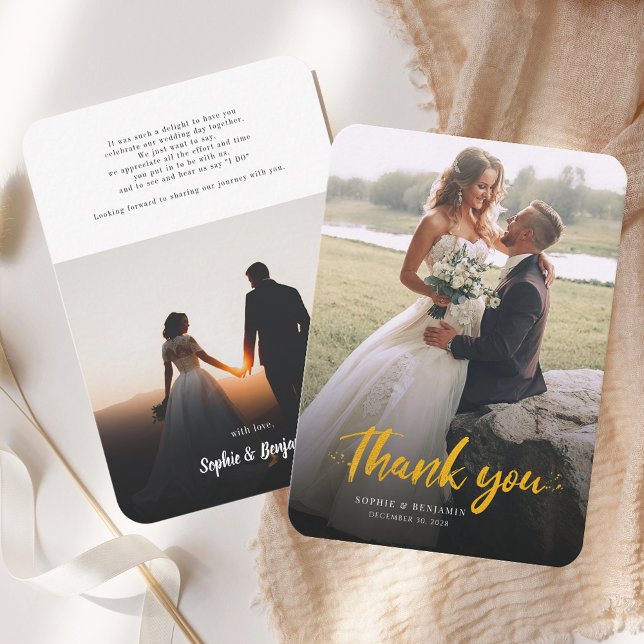 Foto De Orçamento Cartões de agradecimentos De Cas (Elegant Wedding Photo Thank You Card)