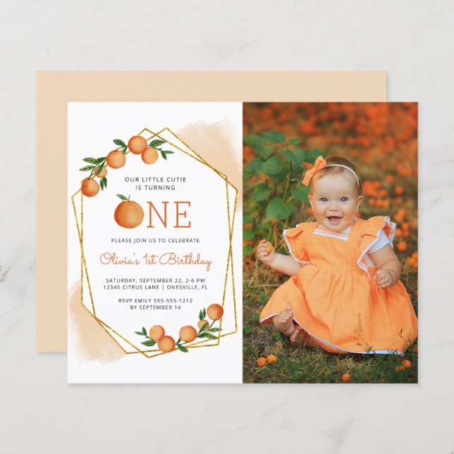 Foto de orçamento para o pequeno primeiro aniversa (Frente/Verso)