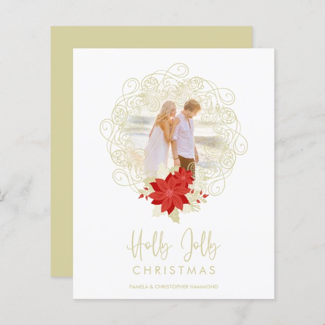 Foto de Ornamento de Ouros Floreados Barata Natal (Frente/Verso)