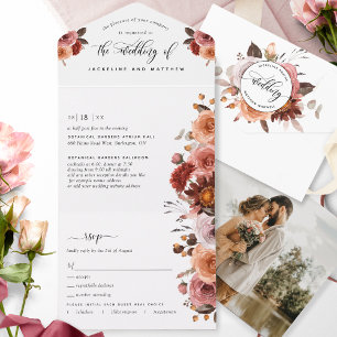 Foto de Peach, Burgundy Blush Weding Tear Off RSVP