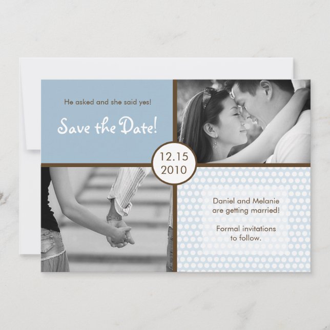 Foto de Polkadot Azul 5x7 Salvar o Anúncio de Data (Frente)